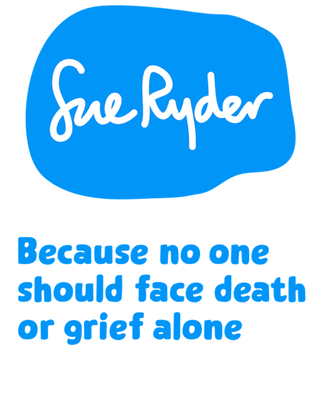 Blue and white logo for Sue Ryder